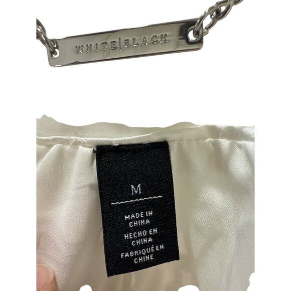 White House Black Market Womens White Quilted Jacket Medium With Rhinestones EUC - Picture 4 of 6